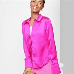 Wild Fable Magenta Pink Tie Front Blouse Shirt Size Small